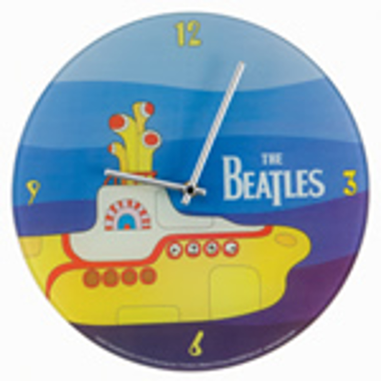 Picture of Beatles Clock: Wall Clock The Beatles Yellow Submarine 12" Glass