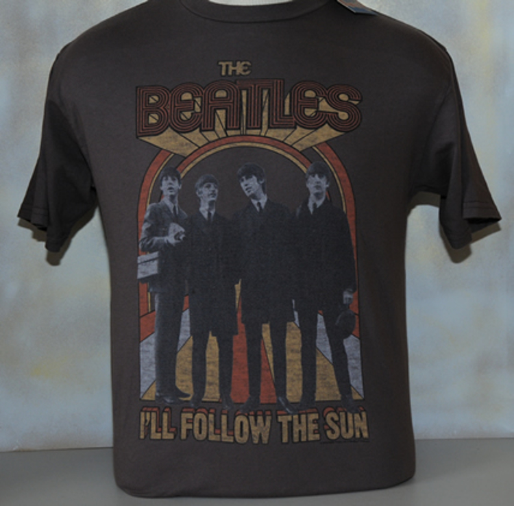 Picture of Beatles T-Shirt: Junk Food Men's Brown "I'll Follow the Sun"