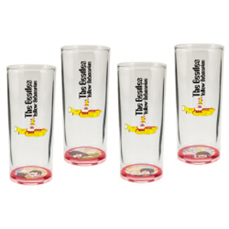 Picture of Beatles Drink-Ware: "Yellow Submarine" 4 pc. 10 oz. Glasses Set