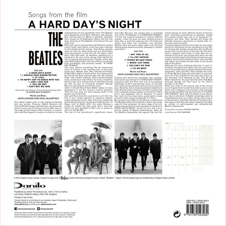 Picture of Beatles Calendar: 2014 Collectors Edition ‘A Hard Day’s Night’