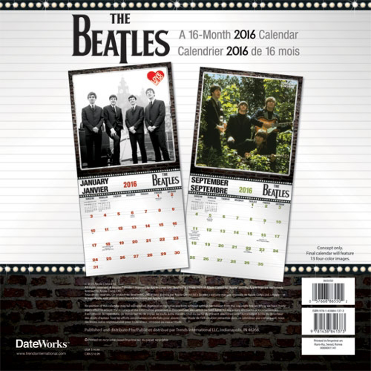 Picture of Beatles Calendar: 2016 Wall Calendar  (Bilingual FRE)