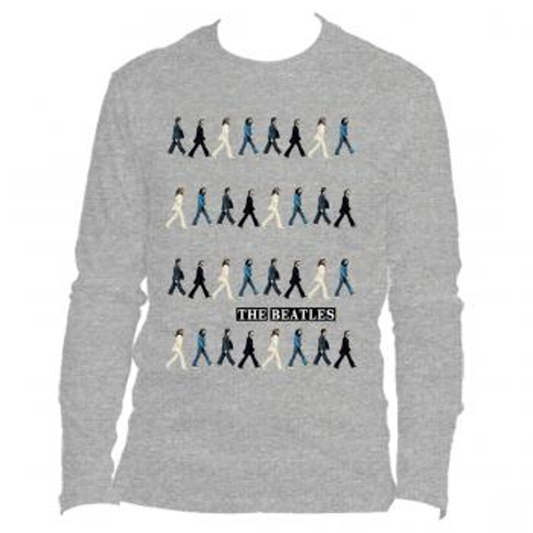 Picture of Beatles Adult T-Shirt: Abbey Road Crossing Repeated (Long Sleeve)