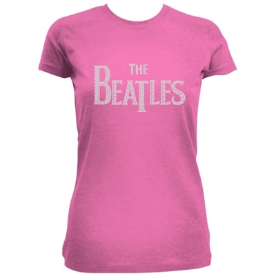 Picture of Beatles Jr's T-Shirt: Drop T Logo in Rhinestone Pink Tee