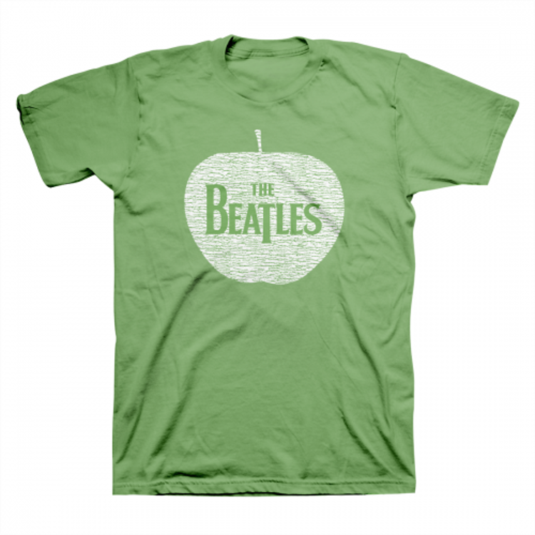 Picture of Beatles Adult T-Shirt: White Apple Logo on Green Tee