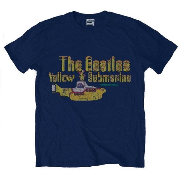 Picture of Beatles Adult T-Shirt: Yellow Submarine Nothing is Real Tee - Navy