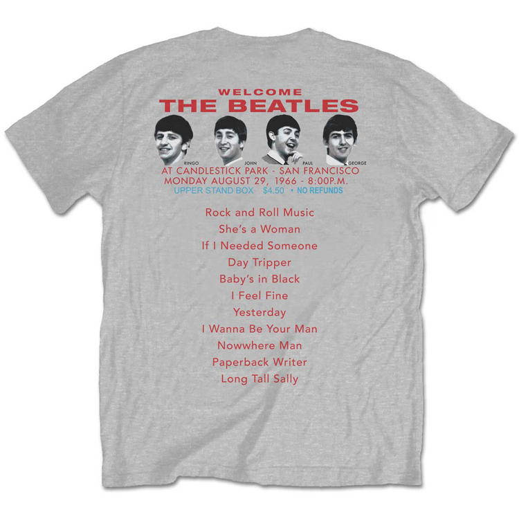 Picture of Beatles Adult T-Shirt: Candlestick Park 1966 Set List