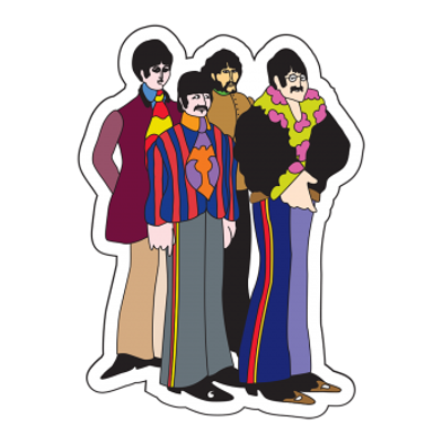 Picture of Beatles Sticker:  Yellow Submarine Cartoon Sticker