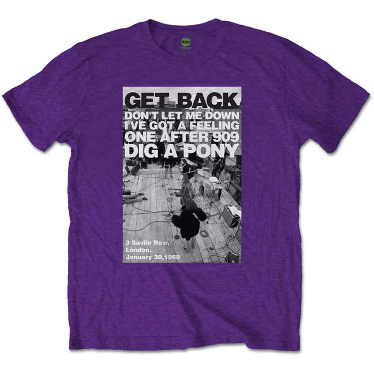 Picture of Beatles Adult T-Shirt: Beatles Get Back Rooftop Shot - Purple