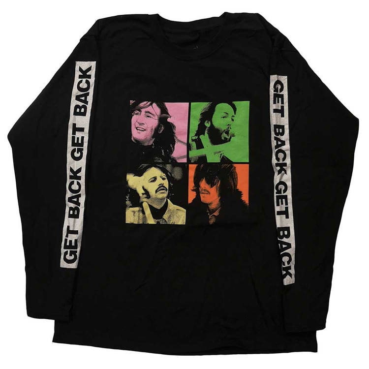 Picture of Beatles Adult T-Shirt: Beatles Long Sleeved Get Back Faces - Black