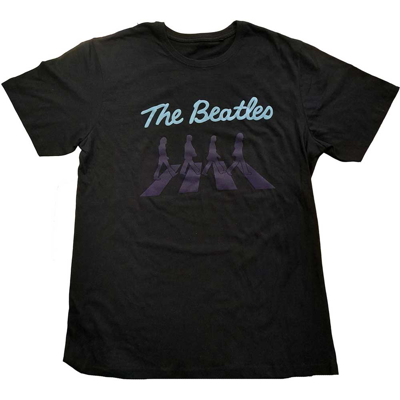 Picture of Beatles Adult T-Shirt: Abbey Road Crossing Silhouettes (Puff Print)