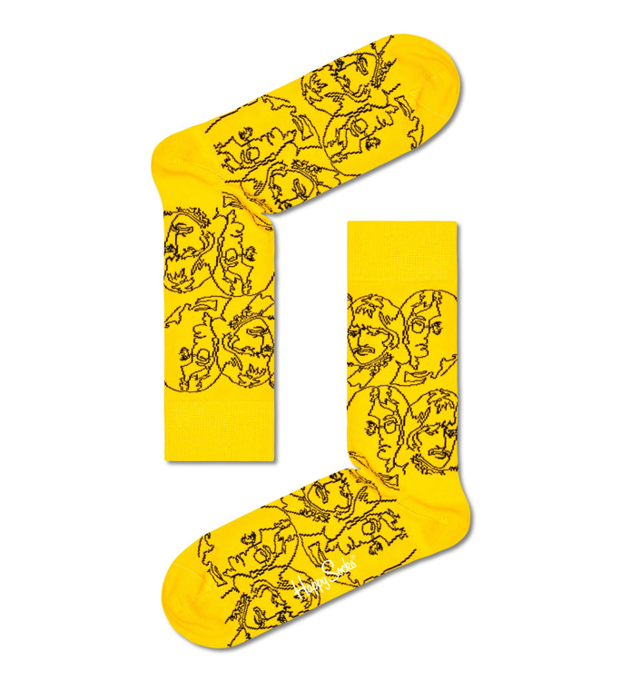 Picture of Beatles Socks: Happy Socks Unisex Yellow "Lines" Socks