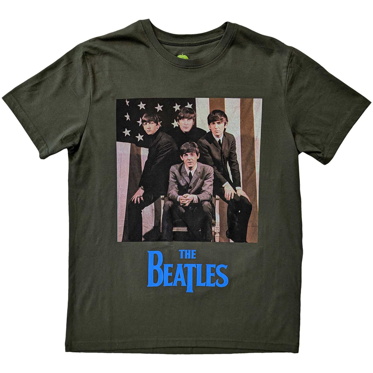 Picture of Beatles Adult T-Shirt:  The Beatles US Flag with Beatles Logo