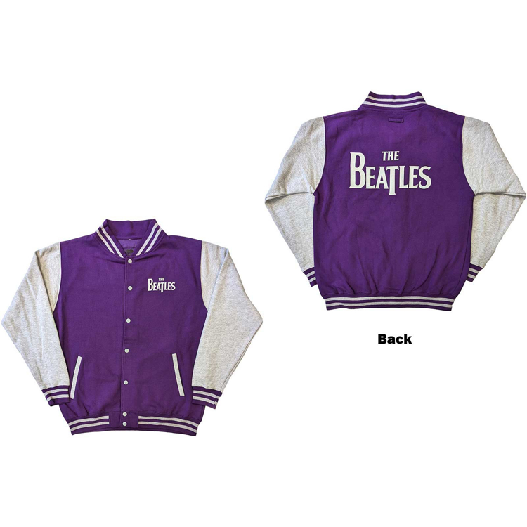 Picture of Beatles Unisex Varsity Jacket: The Beatles Logo Purple & Grey