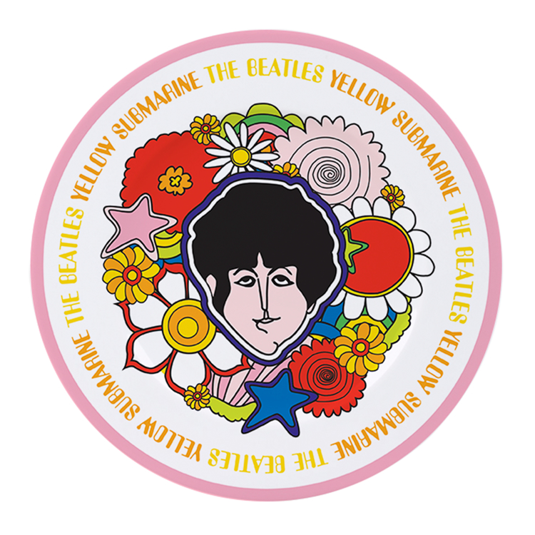 Picture of Beatles Plate: Yellow Submarine Flowers 4 pc Porcelain Dinner Plate Set