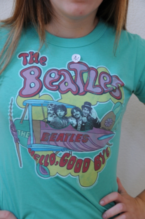 Picture of Beatles T-Shirt: Ladies Green T-Shirt "Hello, Good Bye"