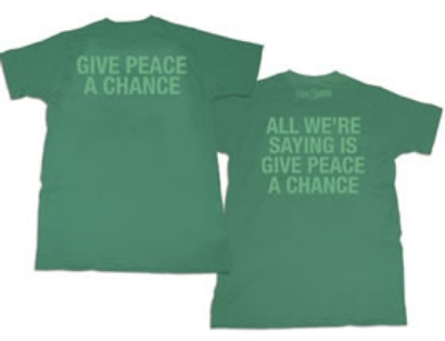 Show details for Beatles T-Shirt: Green Give Peace a chance Picture of Beatles T-Shirt: Green Give Peace a chance