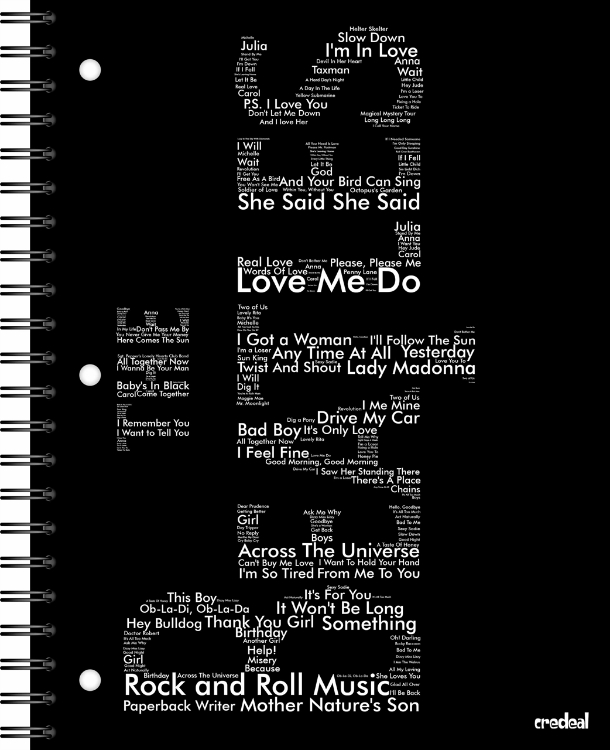 Picture of Beatles Notebook: New! Set of Four 11 x 8.5 Notebooks