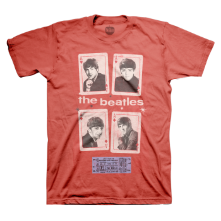 Picture of Beatles Adult T-Shirt: Vegas Cards & 1964 Ticket