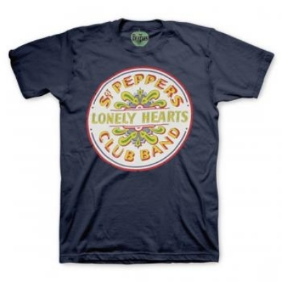 Show details for Beatles Adult T-Shirt: Sgt Pepper Drum Blue. Picture of Beatles Adult T-Shirt: Sgt Pepper Drum Blue.