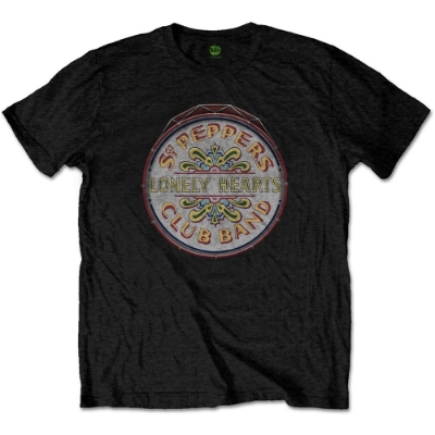 Show details for Beatles Adult T-Shirt: Sgt Peppers Drum Seal Logo Black Picture of Beatles Adult T-Shirt: Sgt Peppers Drum Seal Logo Black