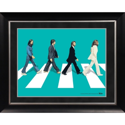 Show details for Beatles ART: The Beatles 'Abbey Road Teal Background' 11x14 Framed Photo Picture of Beatles ART: The Beatles 'Abbey Road Teal Background' 11x14 Framed Photo