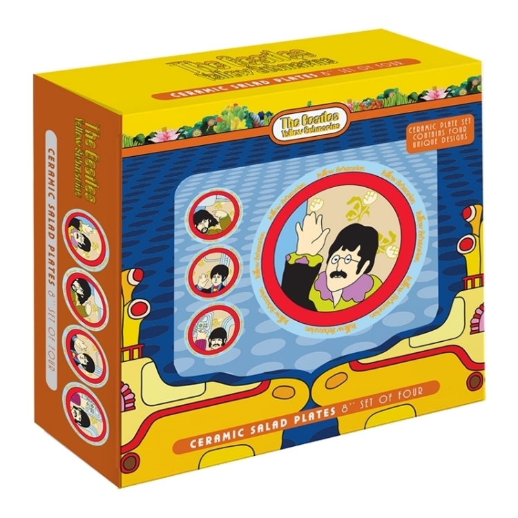 Picture of Beatles Plate: Yellow Submarine 4 pc. 8 in. Ceramic Salad Plate Set