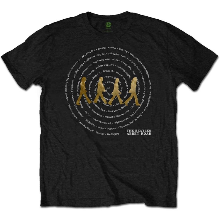 Picture of Beatles Adult T-Shirt: Abbey Road Song Swirl (Black)