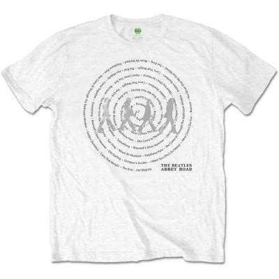 Show details for Beatles Adult T-Shirt: Abbey Road Song Swirl (White) Picture of Beatles Adult T-Shirt: Abbey Road Song Swirl (White)