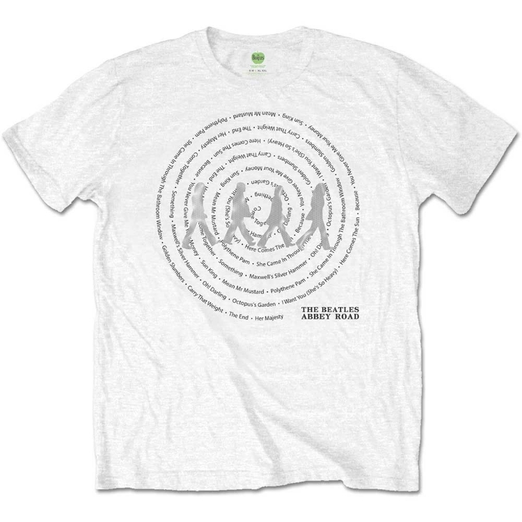 Picture of Beatles Adult T-Shirt: Abbey Road Song Swirl (White)