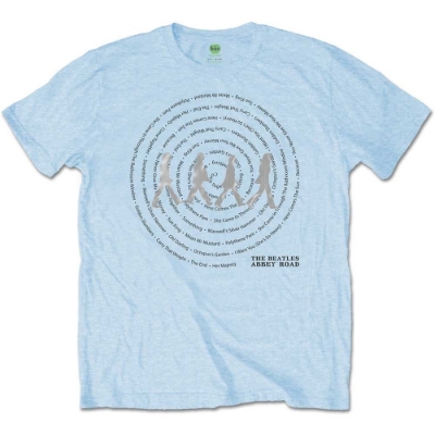 Show details for Beatles Adult T-Shirt: Abbey Road Song Swirl (Blue) Picture of Beatles Adult T-Shirt: Abbey Road Song Swirl (Blue)