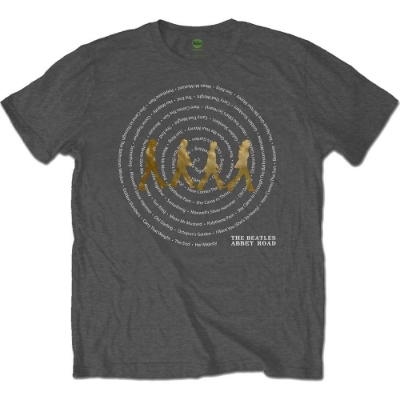 Show details for Beatles Adult T-Shirt: Abbey Road Song Swirl (Charcoal) Picture of Beatles Adult T-Shirt: Abbey Road Song Swirl (Charcoal)