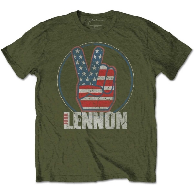 Show details for Beatles Adult T-Shirt: John Lennon Peace US Flag Picture of Beatles Adult T-Shirt: John Lennon Peace US Flag