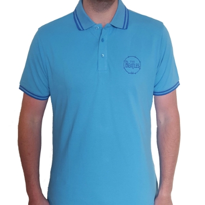 Show details for Beatles Polo Shirt: Drum Logo Light Blue Picture of Beatles Polo Shirt: Drum Logo Light Blue
