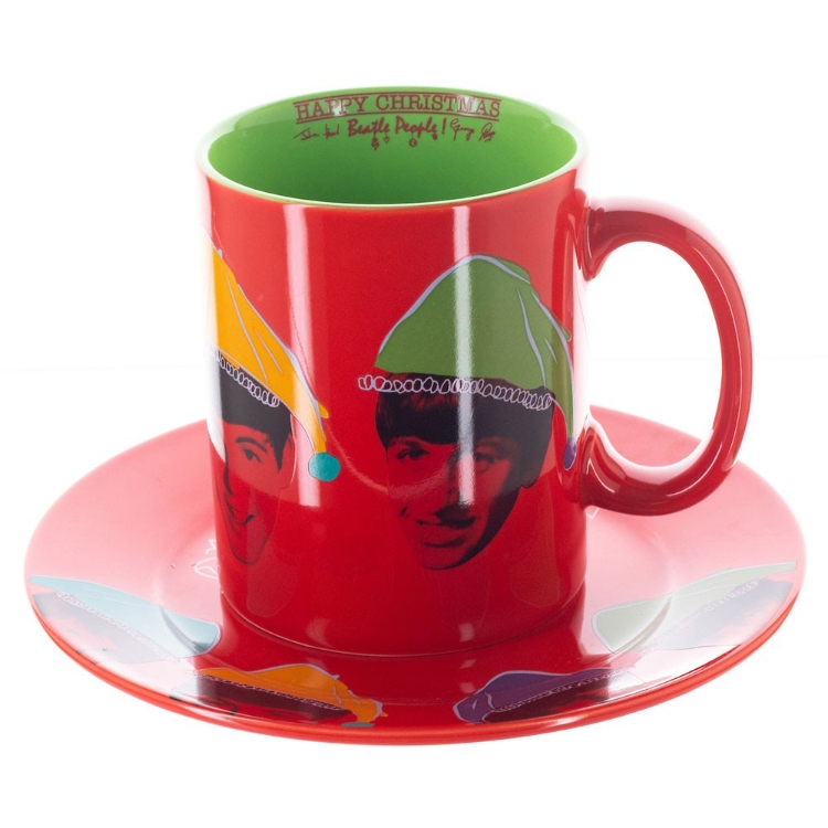 Picture of Beatles Cup & Saucer: The Beatles Christmas Ceramic 16 oz. Mug & Saucer Set