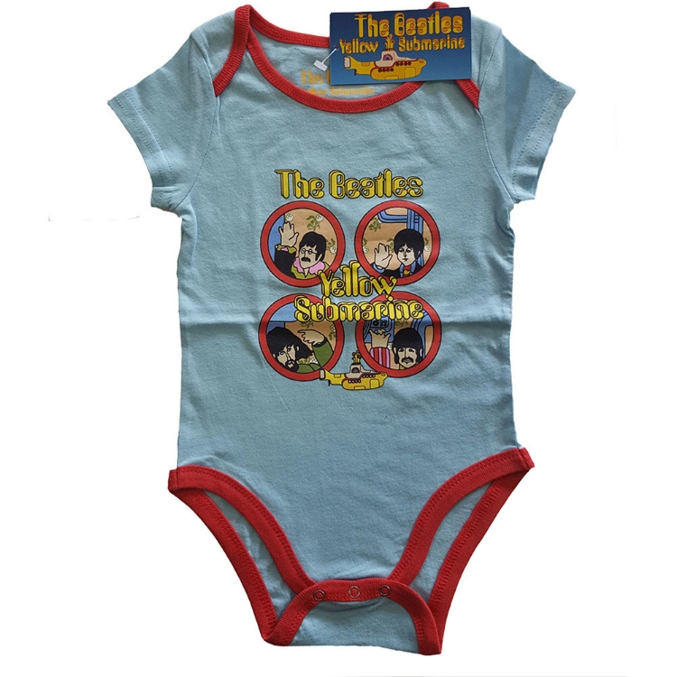 Picture of Beatles Onesie: Baby Yellow Submarine Portholes (Light Blue) 3m -24m