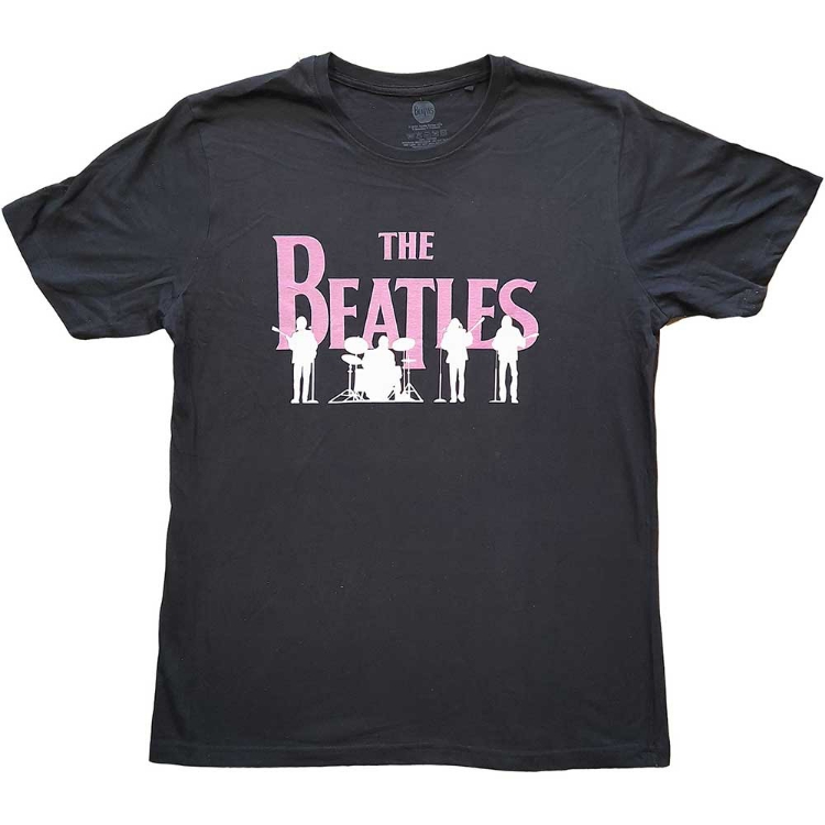 Picture of Beatles Adult T-Shirt: The Band Silhouettes (Puff Print) Pink