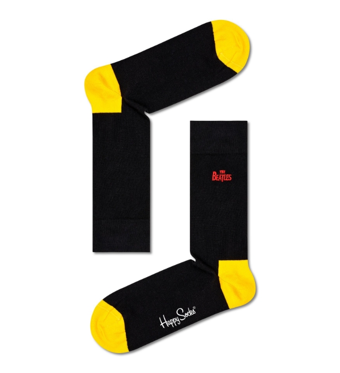 Picture of Beatles Socks: Happy Socks Unisex Black & Yellow Socks