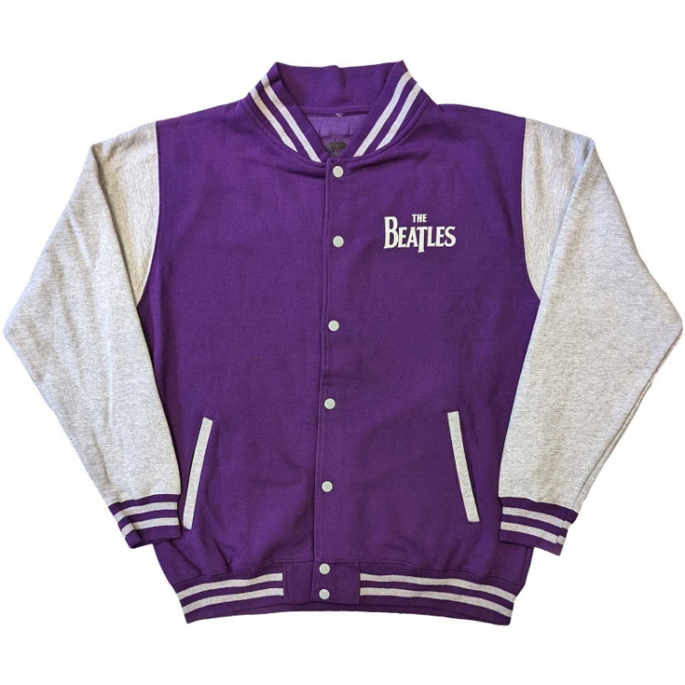 Picture of Beatles Unisex Varsity Jacket: The Beatles Logo Purple & Grey