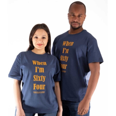 Show details for Beatles Adult T-Shirt: Beatles  "When I'm 64" Blue Picture of Beatles Adult T-Shirt: Beatles  "When I'm 64" Blue