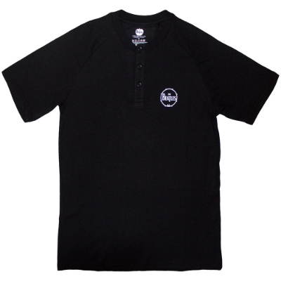 Show details for Beatles Adult T-Shirt: Drum Raglan 3 Button Mini Logo Shirt Picture of Beatles Adult T-Shirt: Drum Raglan 3 Button Mini Logo Shirt