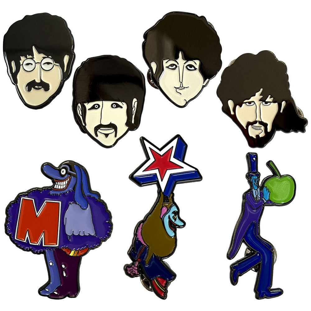 Beatles Pin & Badge Set: The Beatles Yellow Submarine Characters Mini ...
