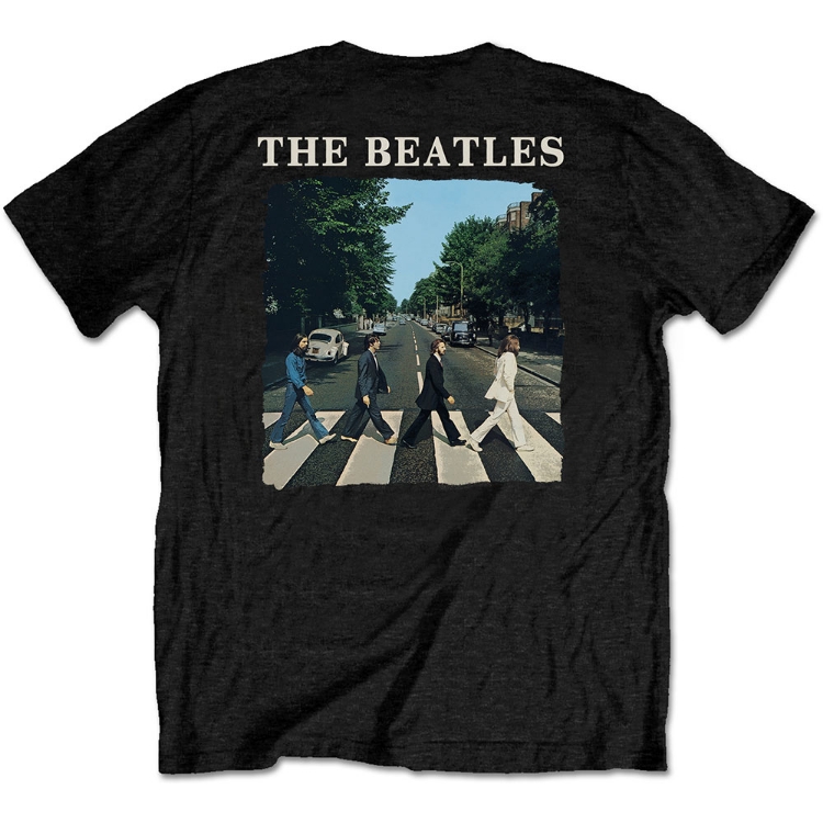 Picture of Beatles Adult T-Shirt: Beatles Abbey Road Back and Apple Front