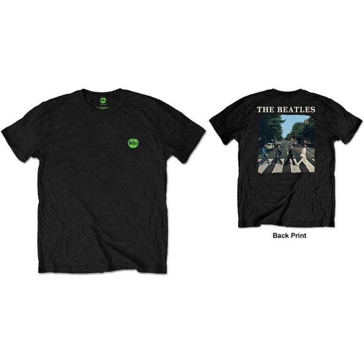 Picture of Beatles Adult T-Shirt: Beatles Abbey Road Back and Apple Front