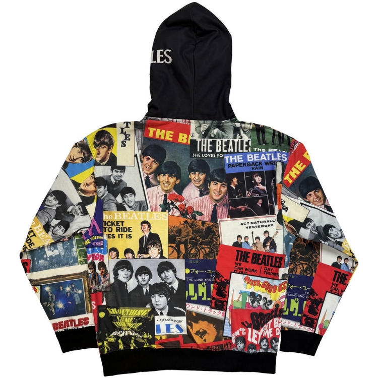 Picture of Beatles Unisex Pullover Hoodie: Single Covers (Black) (All Over Print)