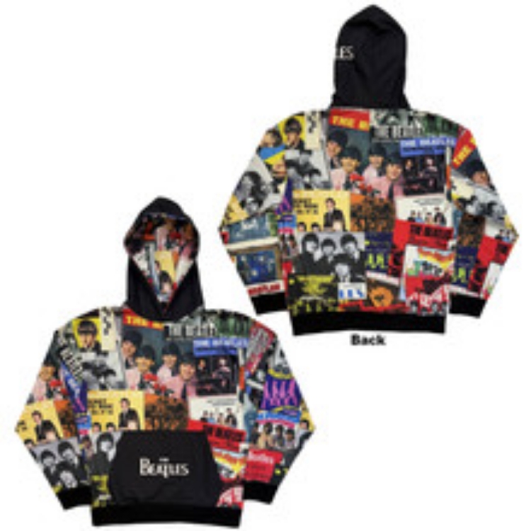 Picture of Beatles Unisex Pullover Hoodie: Single Covers (Black) (All Over Print)